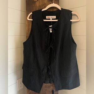 FREE PEOPLE - Celia Pinstripe Suit Vest - Black
